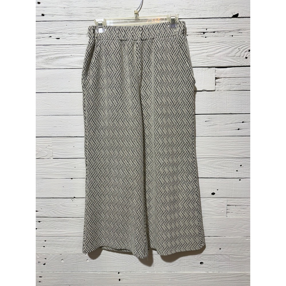 See And Be Seen Wide Leg Pants Womens Small Black Cream Geometric Knit Excellent